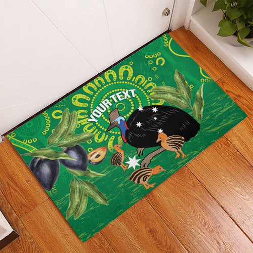 Personalised Australia Father's Day Rubber Doormat Cassowary Dad Cerbera Floribunda Aboriginal Art