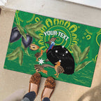 Personalised Australia Father's Day Rubber Doormat Cassowary Dad Cerbera Floribunda Aboriginal Art