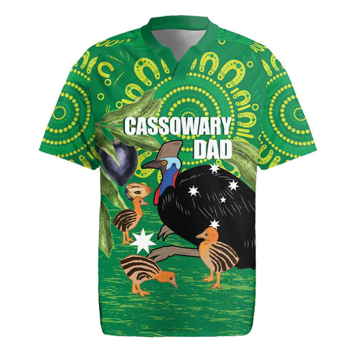 Personalised Australia Father's Day Rugby Jersey Cassowary Dad Cerbera Floribunda Aboriginal Art