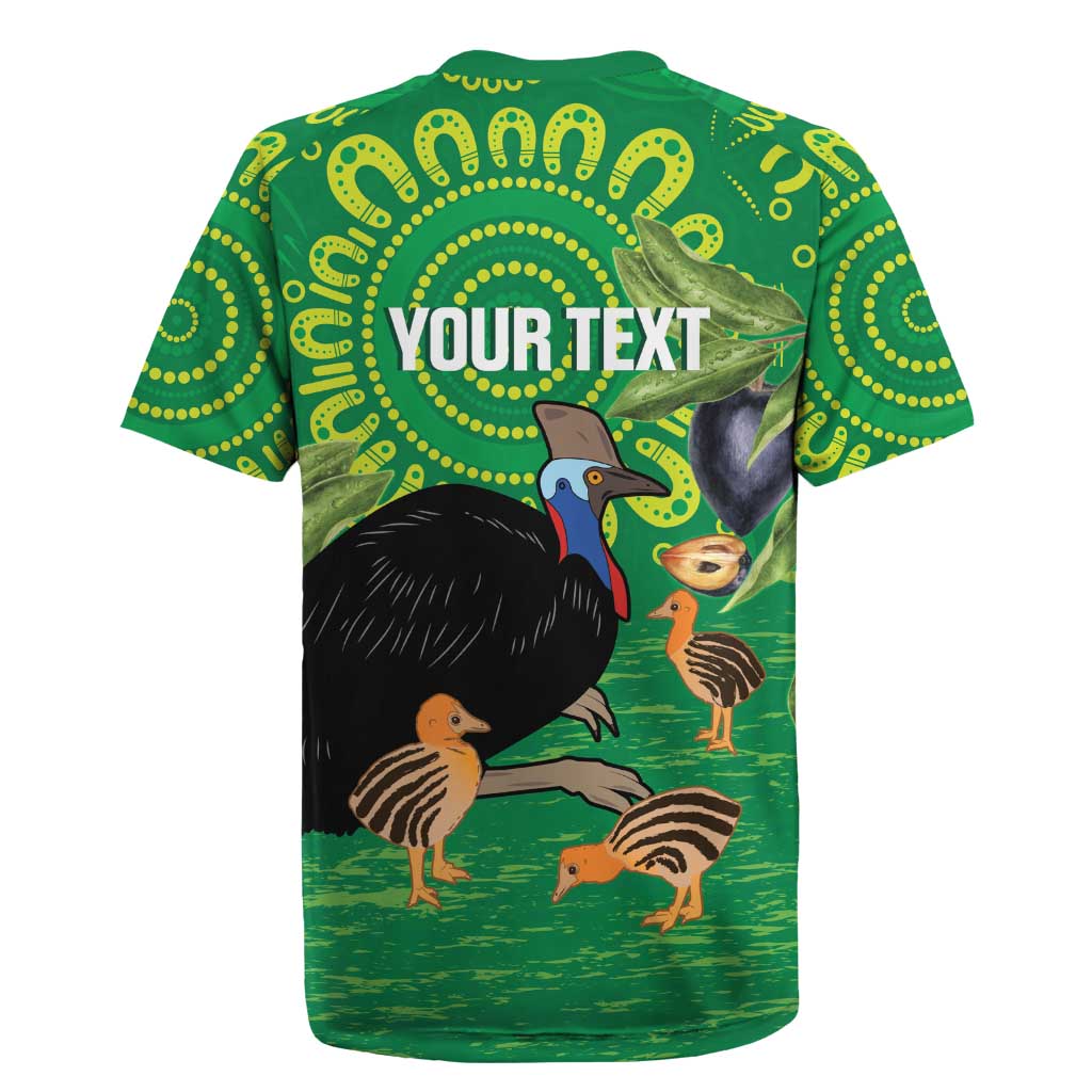 Personalised Australia Father's Day Rugby Jersey Cassowary Dad Cerbera Floribunda Aboriginal Art