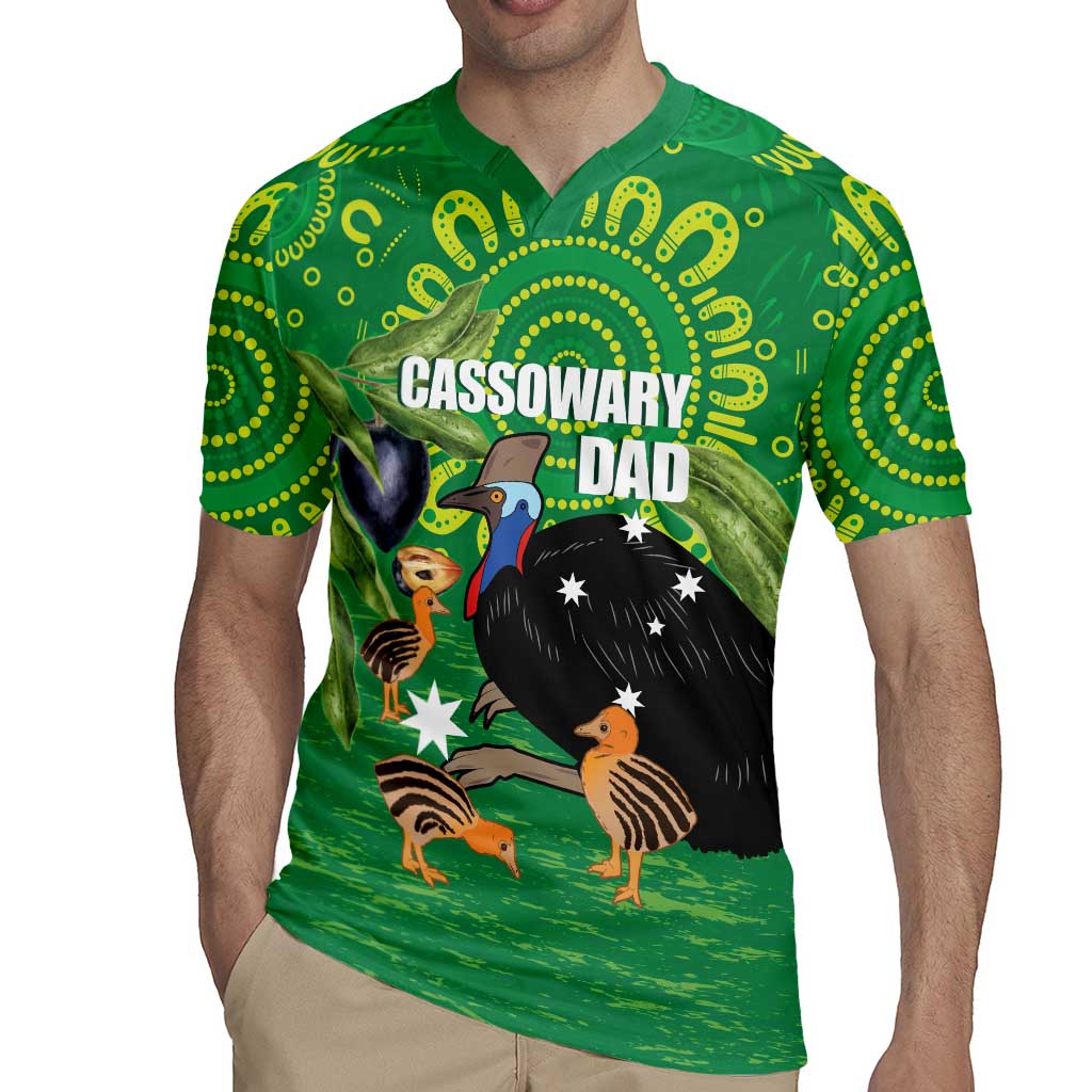 Personalised Australia Father's Day Rugby Jersey Cassowary Dad Cerbera Floribunda Aboriginal Art