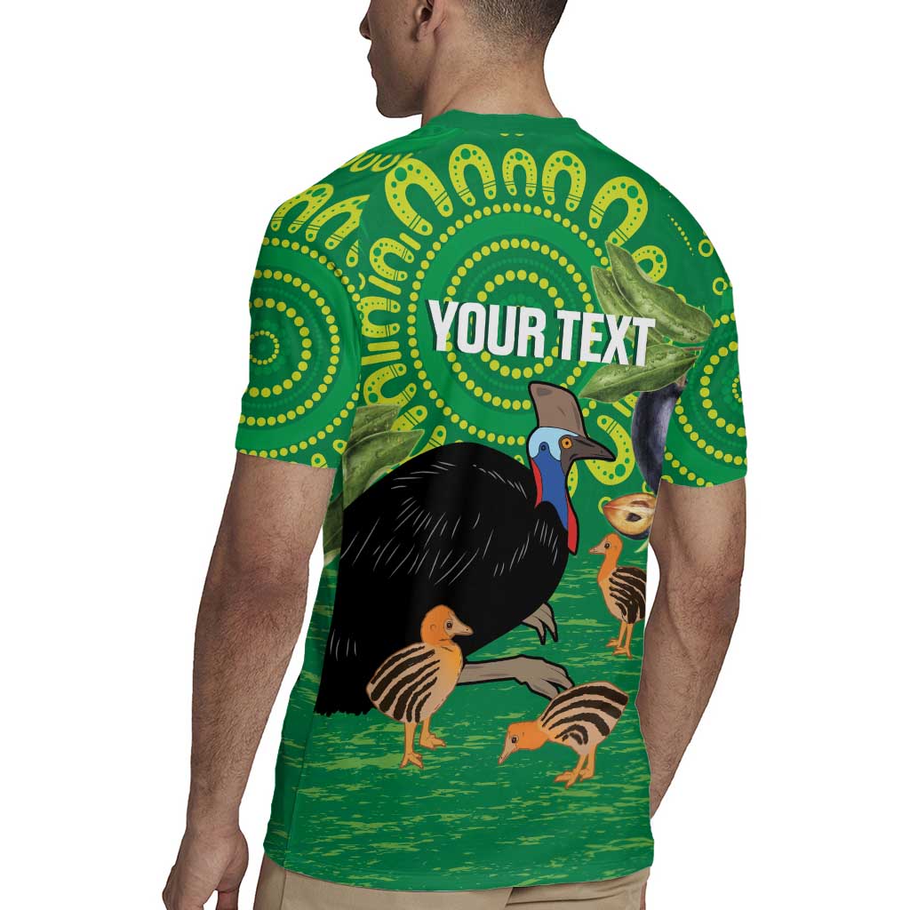 Personalised Australia Father's Day Rugby Jersey Cassowary Dad Cerbera Floribunda Aboriginal Art