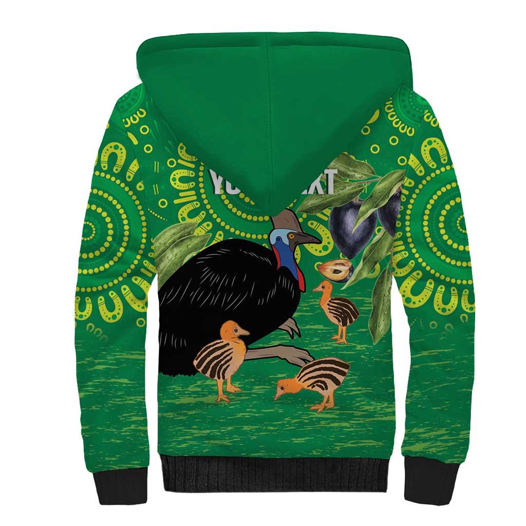 Personalised Australia Father's Day Sherpa Hoodie Cassowary Dad Cerbera Floribunda Aboriginal Art