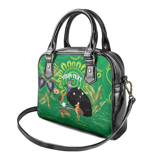 Personalised Australia Father's Day Shoulder Handbag Cassowary Dad Cerbera Floribunda Aboriginal Art
