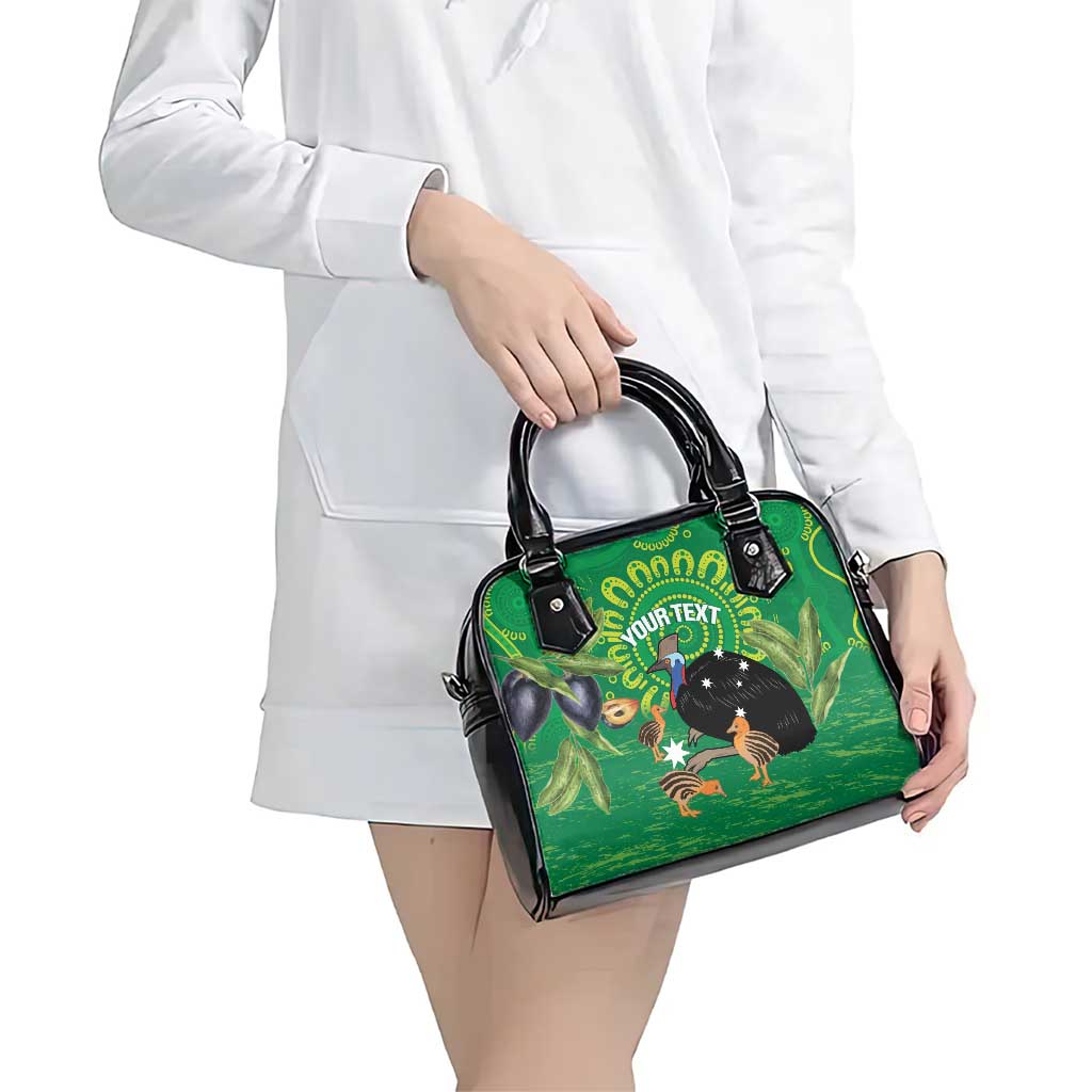 Personalised Australia Father's Day Shoulder Handbag Cassowary Dad Cerbera Floribunda Aboriginal Art