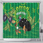 Personalised Australia Father's Day Shower Curtain Cassowary Dad Cerbera Floribunda Aboriginal Art