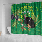 Personalised Australia Father's Day Shower Curtain Cassowary Dad Cerbera Floribunda Aboriginal Art