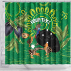 Personalised Australia Father's Day Shower Curtain Cassowary Dad Cerbera Floribunda Aboriginal Art