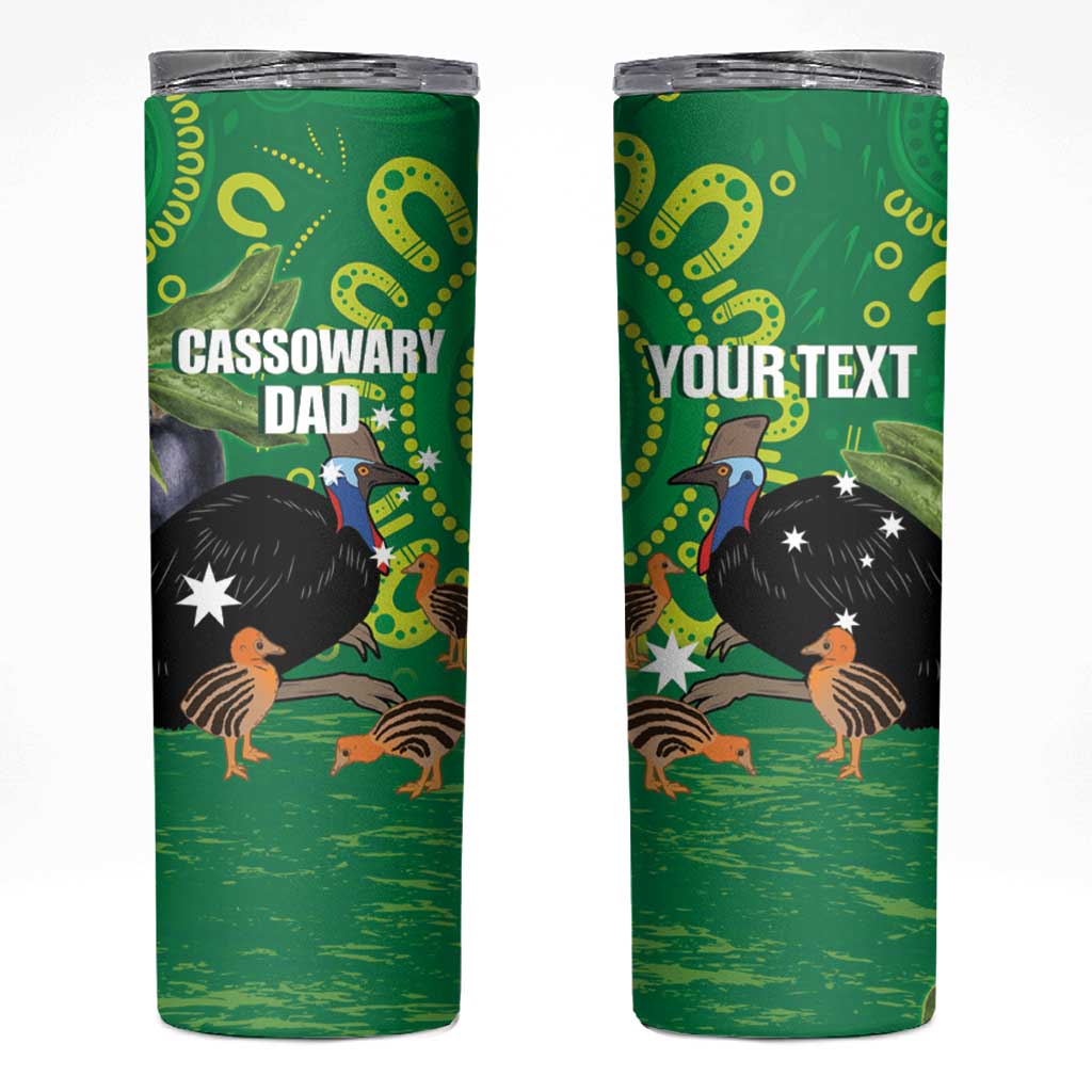 Personalised Australia Father's Day Skinny Tumbler Cassowary Dad Cerbera Floribunda Aboriginal Art