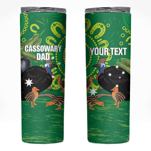 Personalised Australia Father's Day Skinny Tumbler Cassowary Dad Cerbera Floribunda Aboriginal Art
