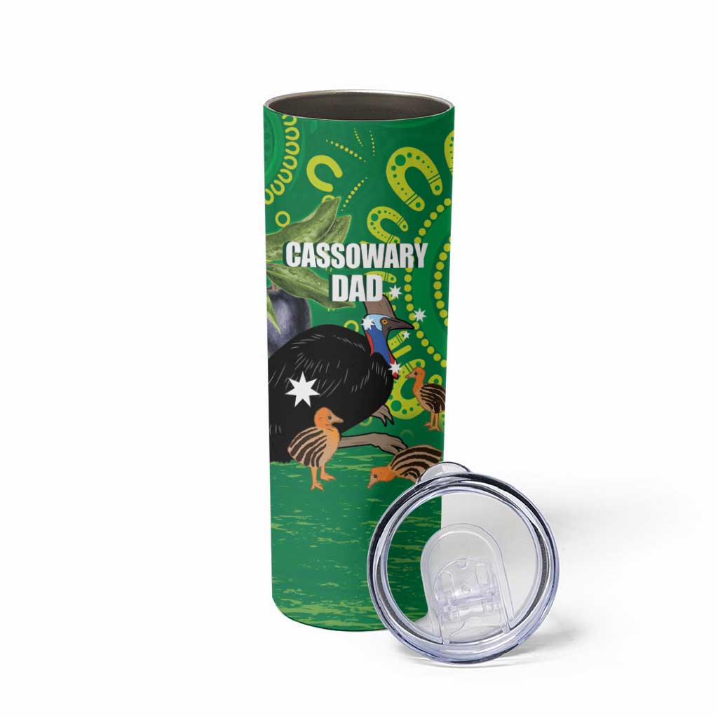 Personalised Australia Father's Day Skinny Tumbler Cassowary Dad Cerbera Floribunda Aboriginal Art