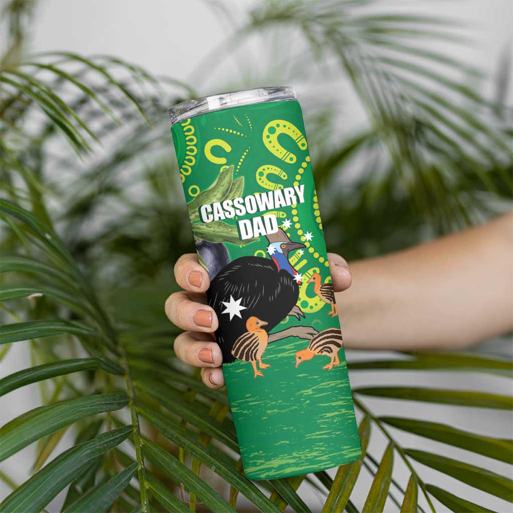 Personalised Australia Father's Day Skinny Tumbler Cassowary Dad Cerbera Floribunda Aboriginal Art