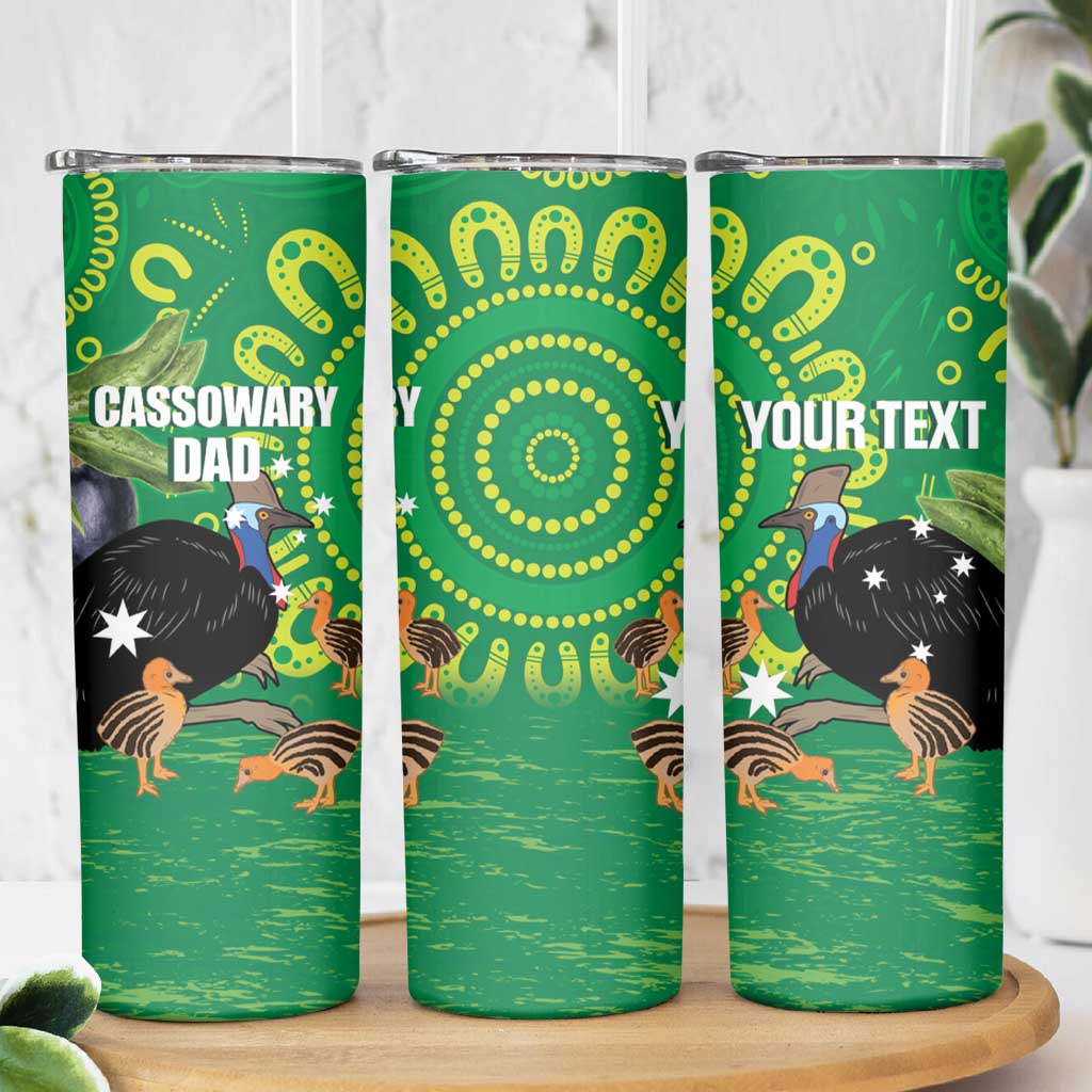 Personalised Australia Father's Day Skinny Tumbler Cassowary Dad Cerbera Floribunda Aboriginal Art
