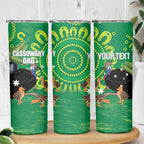 Personalised Australia Father's Day Skinny Tumbler Cassowary Dad Cerbera Floribunda Aboriginal Art