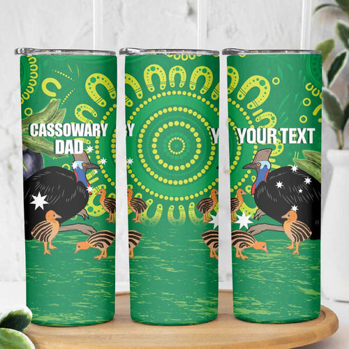 Personalised Australia Father's Day Skinny Tumbler Cassowary Dad Cerbera Floribunda Aboriginal Art
