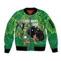 Personalised Australia Father's Day Sleeve Zip Bomber Jacket Cassowary Dad Cerbera Floribunda Aboriginal Art