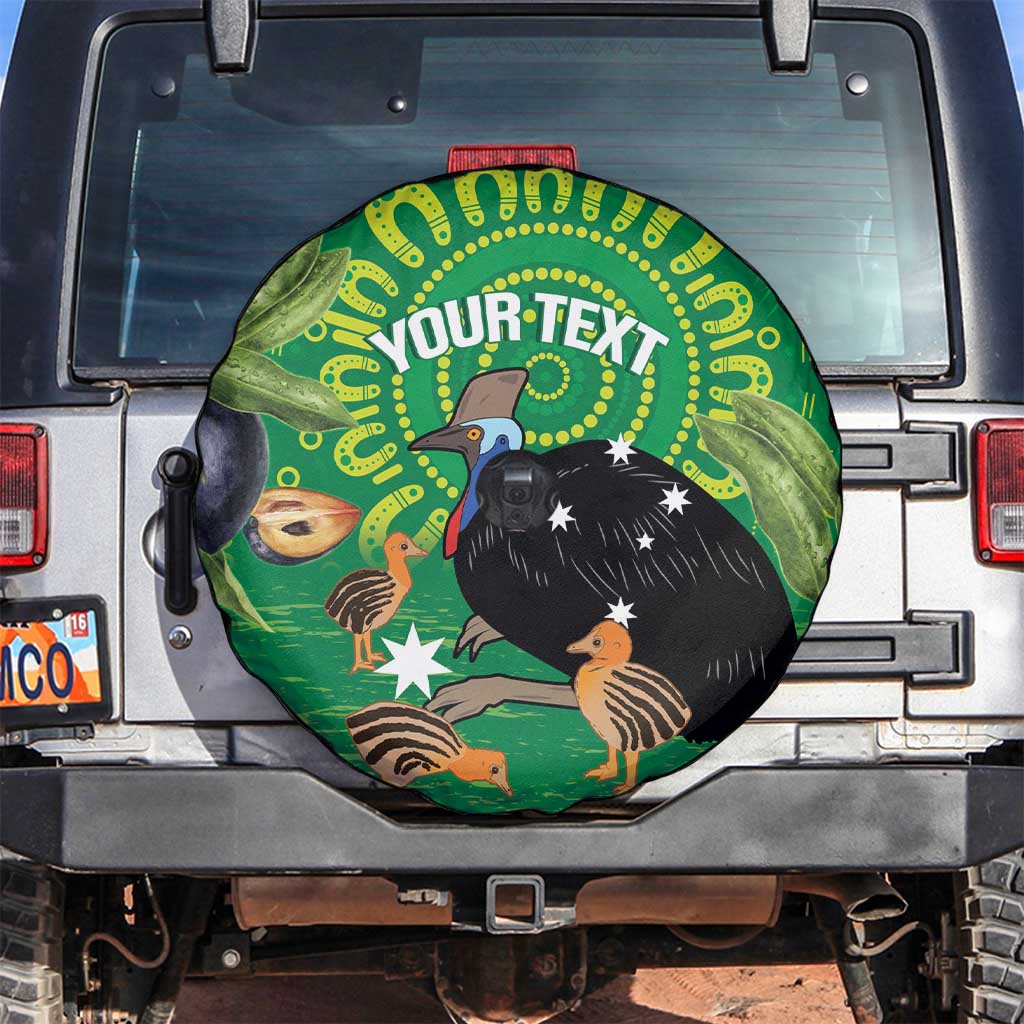 Personalised Australia Father's Day Spare Tire Cover Cassowary Dad Cerbera Floribunda Aboriginal Art