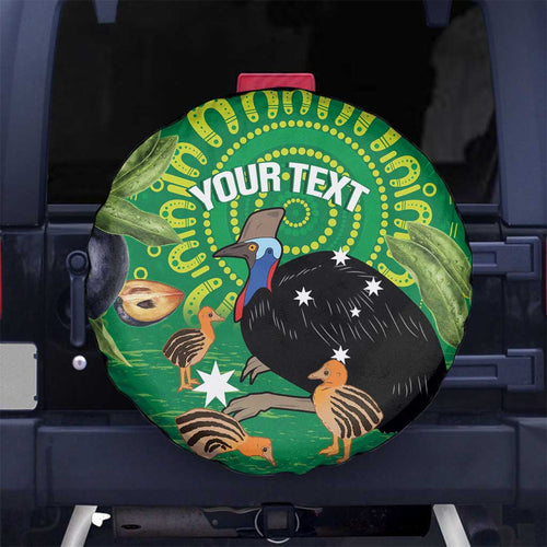 Personalised Australia Father's Day Spare Tire Cover Cassowary Dad Cerbera Floribunda Aboriginal Art