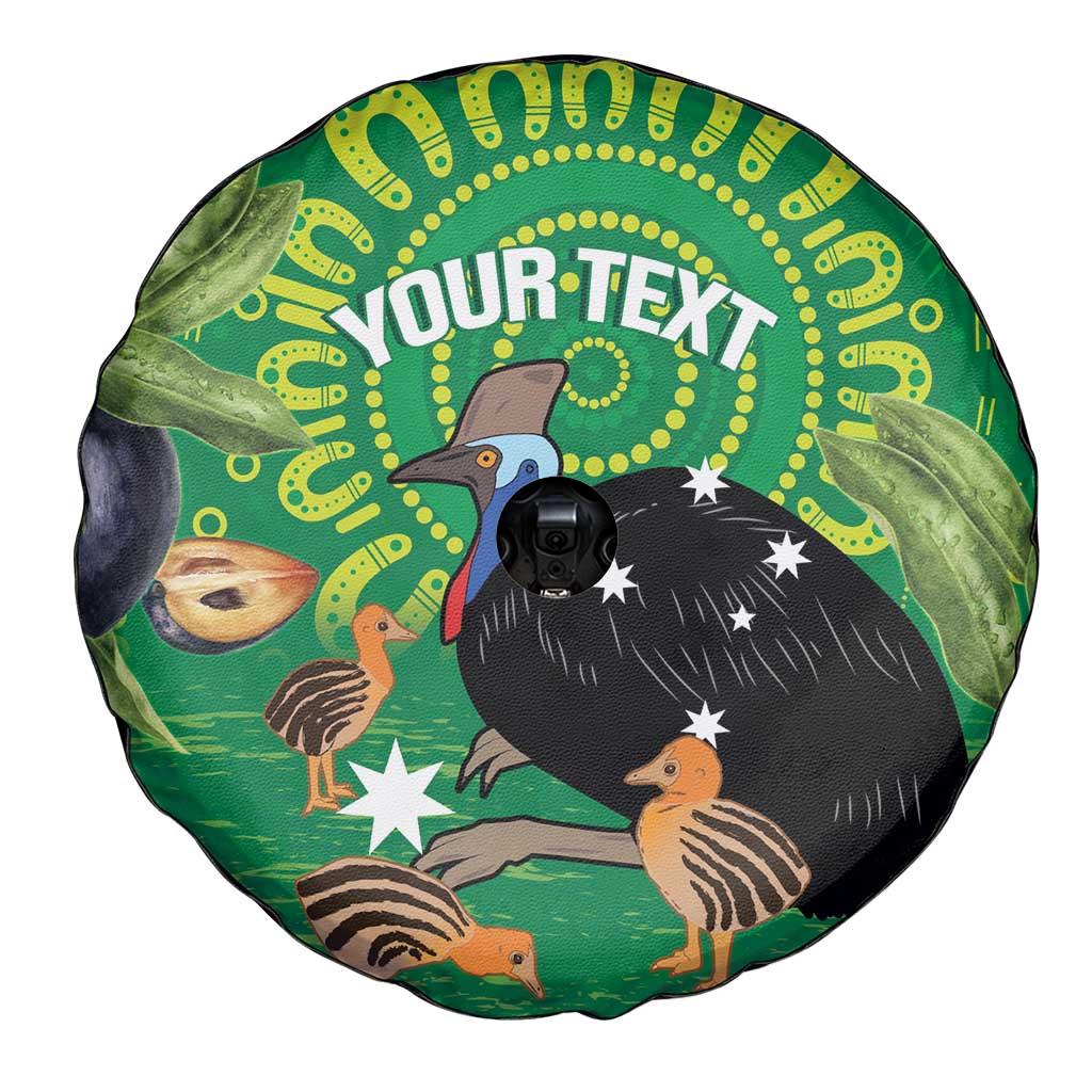Personalised Australia Father's Day Spare Tire Cover Cassowary Dad Cerbera Floribunda Aboriginal Art
