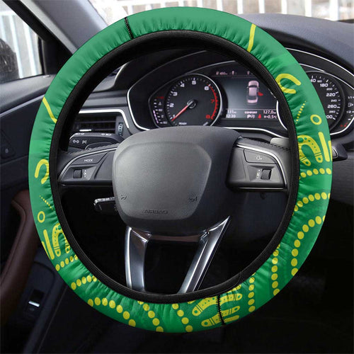 Australia Father's Day Steering Wheel Cover Cassowary Dad Cerbera Floribunda Aboriginal Art