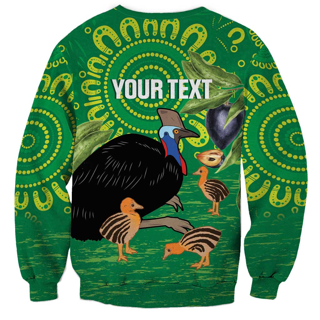 Personalised Australia Father's Day Sweatshirt Cassowary Dad Cerbera Floribunda Aboriginal Art