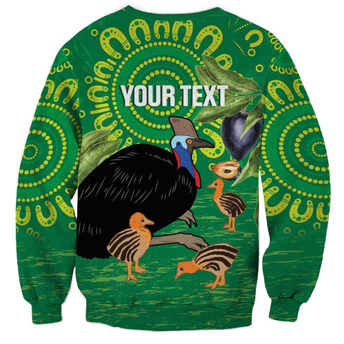 Personalised Australia Father's Day Sweatshirt Cassowary Dad Cerbera Floribunda Aboriginal Art