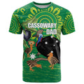 Personalised Australia Father's Day T Shirt Cassowary Dad Cerbera Floribunda Aboriginal Art