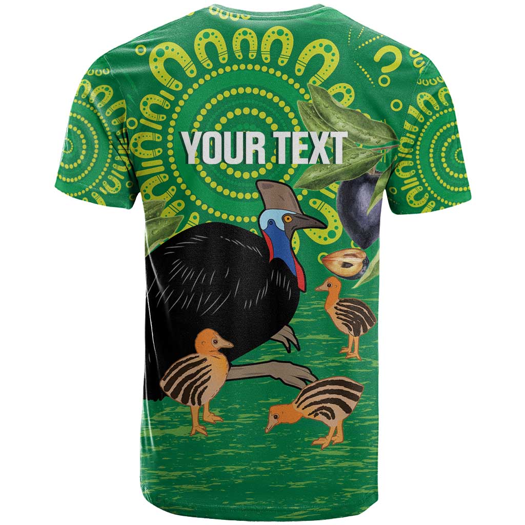 Personalised Australia Father's Day T Shirt Cassowary Dad Cerbera Floribunda Aboriginal Art