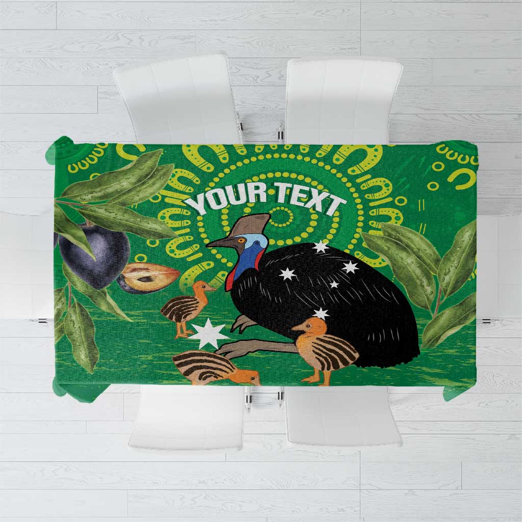 Personalised Australia Father's Day Tablecloth Cassowary Dad Cerbera Floribunda Aboriginal Art