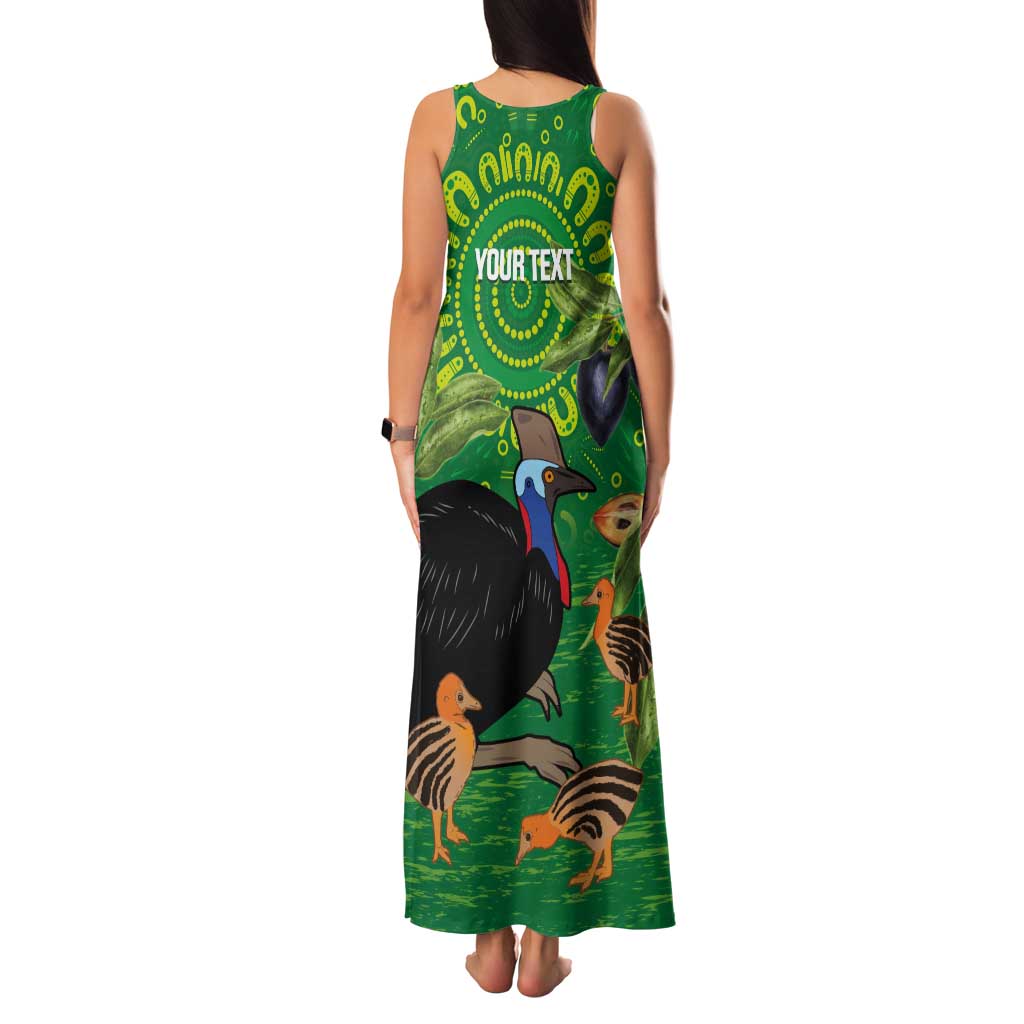 Personalised Australia Father's Day Tank Maxi Dress Cassowary Dad Cerbera Floribunda Aboriginal Art
