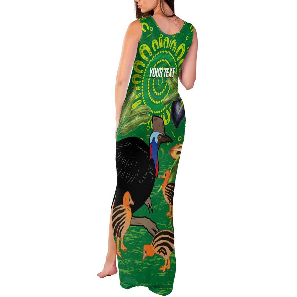 Personalised Australia Father's Day Tank Maxi Dress Cassowary Dad Cerbera Floribunda Aboriginal Art