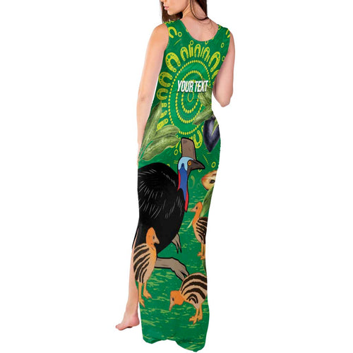 Personalised Australia Father's Day Tank Maxi Dress Cassowary Dad Cerbera Floribunda Aboriginal Art