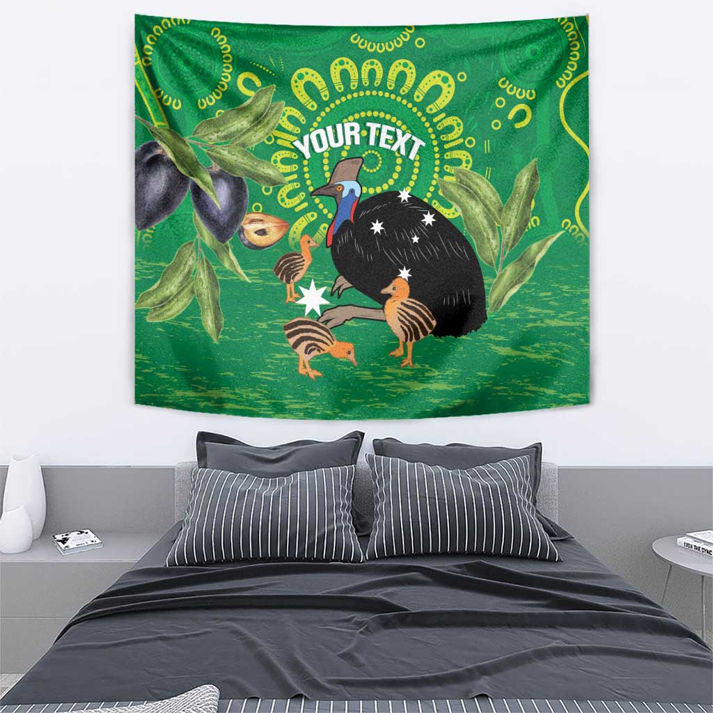 Personalised Australia Father's Day Tapestry Cassowary Dad Cerbera Floribunda Aboriginal Art