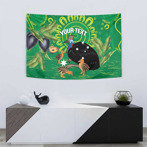 Personalised Australia Father's Day Tapestry Cassowary Dad Cerbera Floribunda Aboriginal Art
