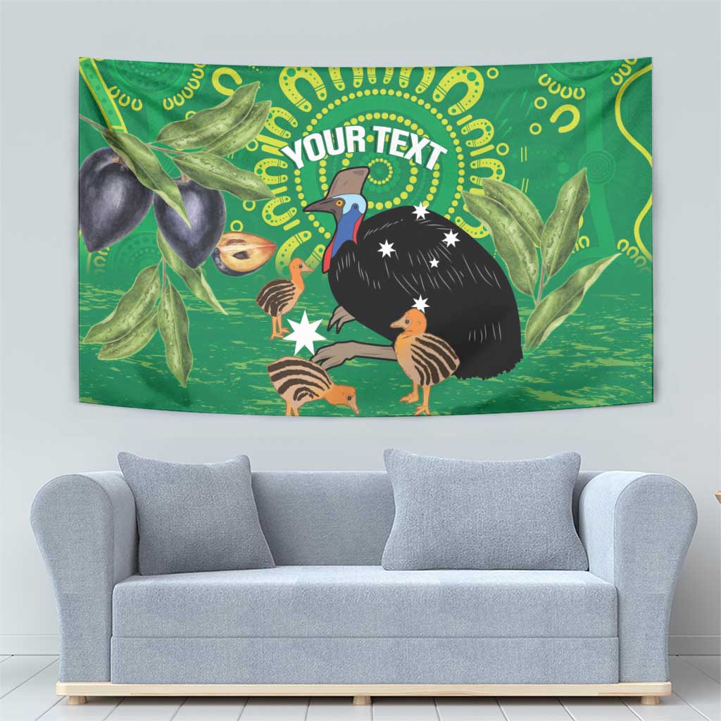 Personalised Australia Father's Day Tapestry Cassowary Dad Cerbera Floribunda Aboriginal Art