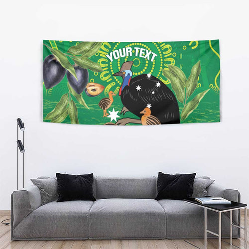 Personalised Australia Father's Day Tapestry Cassowary Dad Cerbera Floribunda Aboriginal Art