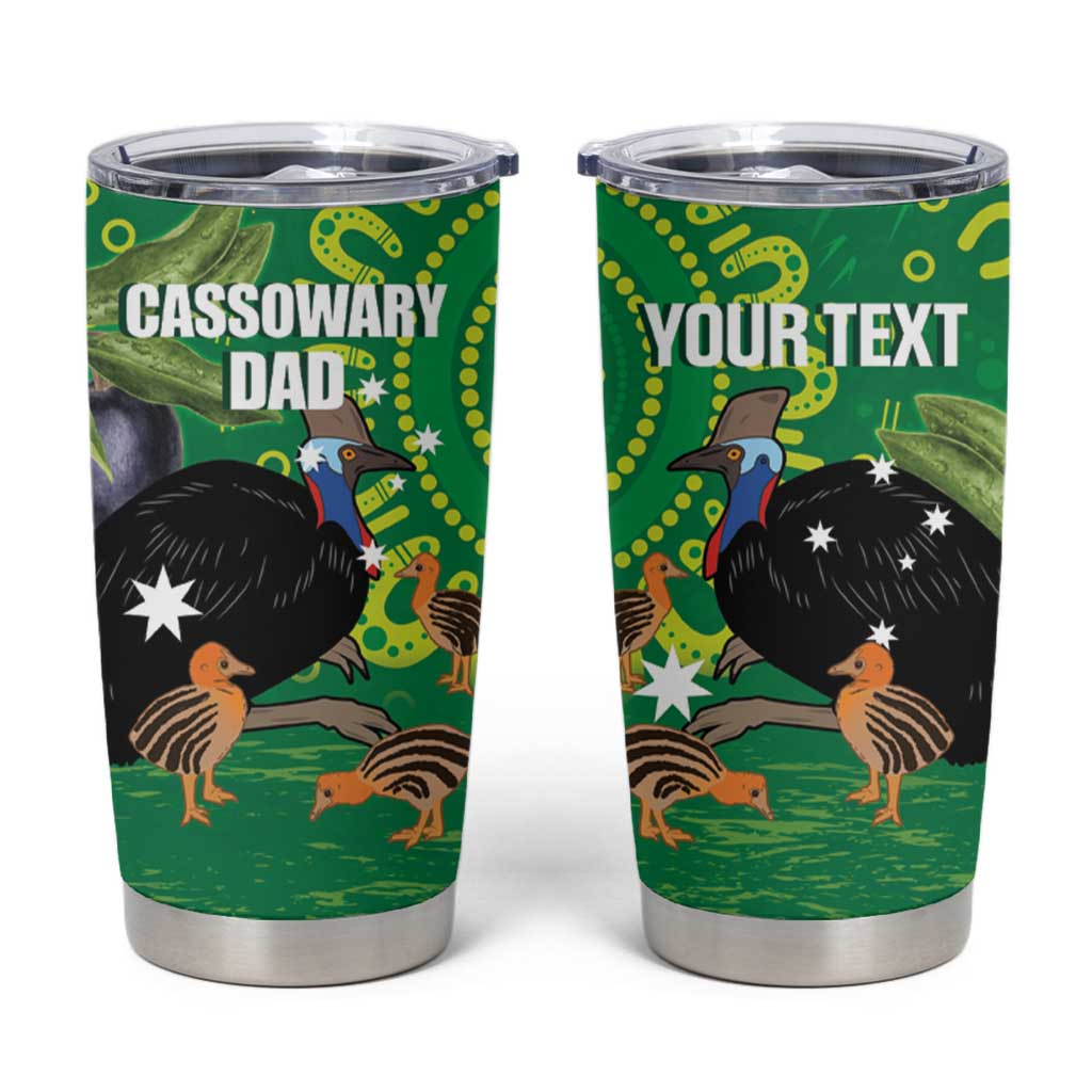 Personalised Australia Father's Day Tumbler Cup Cassowary Dad Cerbera Floribunda Aboriginal Art