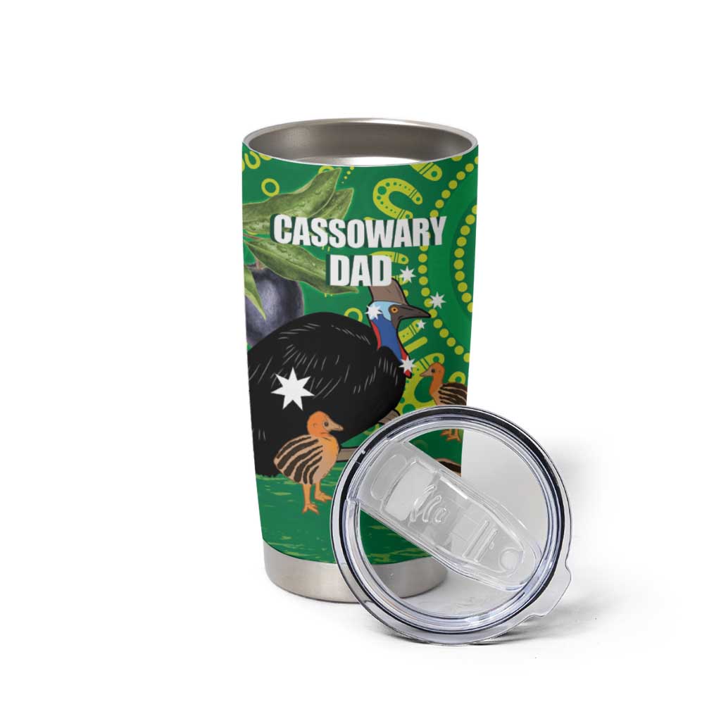 Personalised Australia Father's Day Tumbler Cup Cassowary Dad Cerbera Floribunda Aboriginal Art