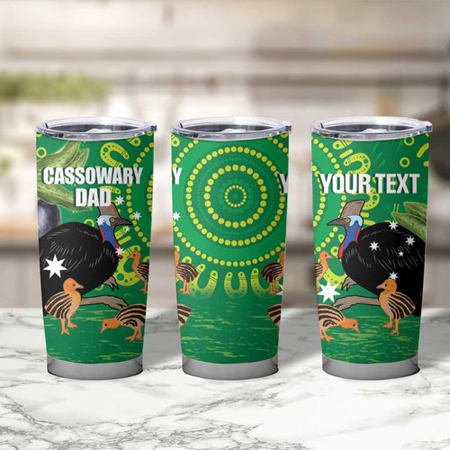 Personalised Australia Father's Day Tumbler Cup Cassowary Dad Cerbera Floribunda Aboriginal Art