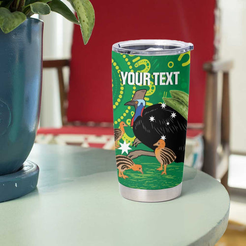 Personalised Australia Father's Day Tumbler Cup Cassowary Dad Cerbera Floribunda Aboriginal Art