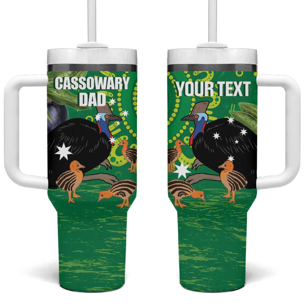 Personalised Australia Father's Day Tumbler With Handle Cassowary Dad Cerbera Floribunda Aboriginal Art
