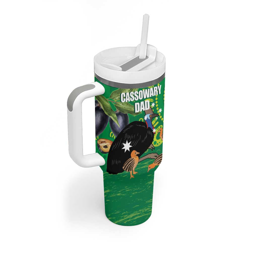 Personalised Australia Father's Day Tumbler With Handle Cassowary Dad Cerbera Floribunda Aboriginal Art