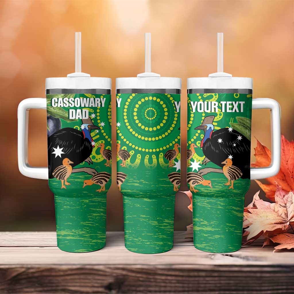 Personalised Australia Father's Day Tumbler With Handle Cassowary Dad Cerbera Floribunda Aboriginal Art