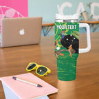 Personalised Australia Father's Day Tumbler With Handle Cassowary Dad Cerbera Floribunda Aboriginal Art