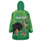 Personalised Australia Father's Day Wearable Blanket Hoodie Cassowary Dad Cerbera Floribunda Aboriginal Art