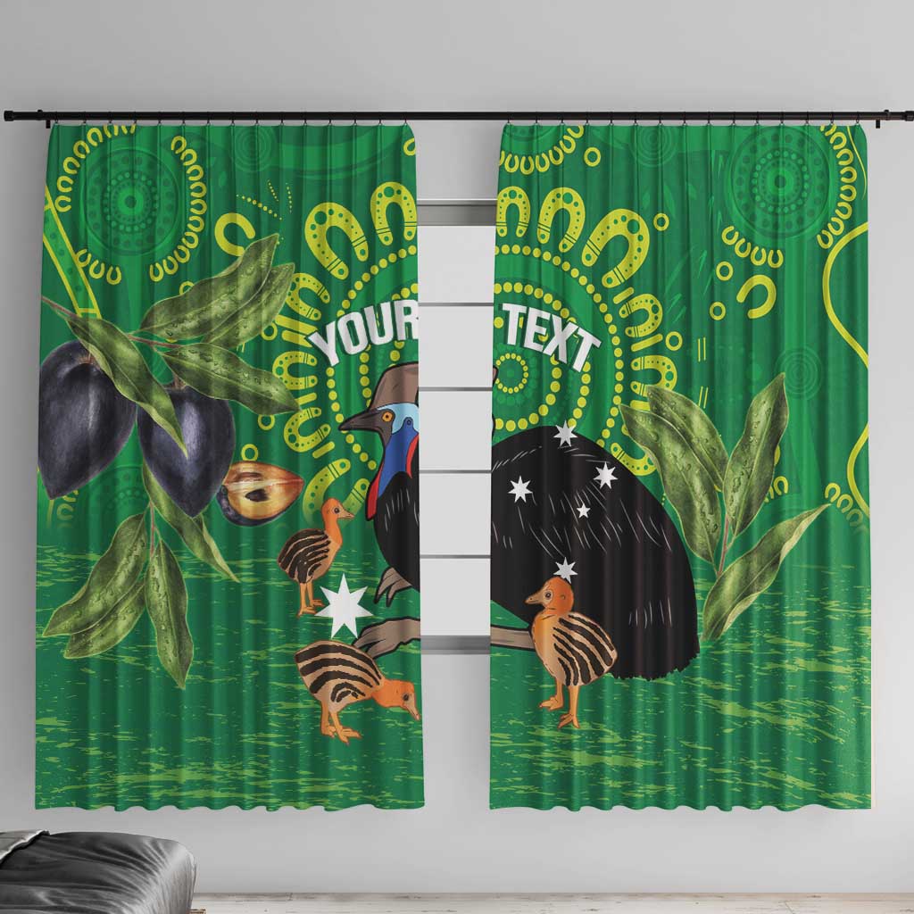 Personalised Australia Father's Day Window Curtain Cassowary Dad Cerbera Floribunda Aboriginal Art
