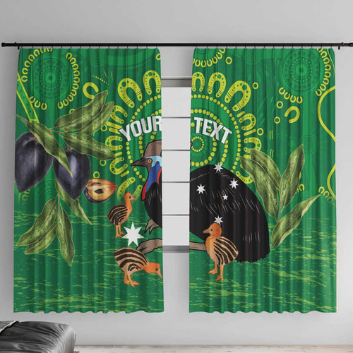 Personalised Australia Father's Day Window Curtain Cassowary Dad Cerbera Floribunda Aboriginal Art