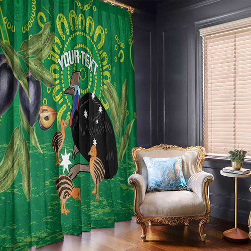 Personalised Australia Father's Day Window Curtain Cassowary Dad Cerbera Floribunda Aboriginal Art
