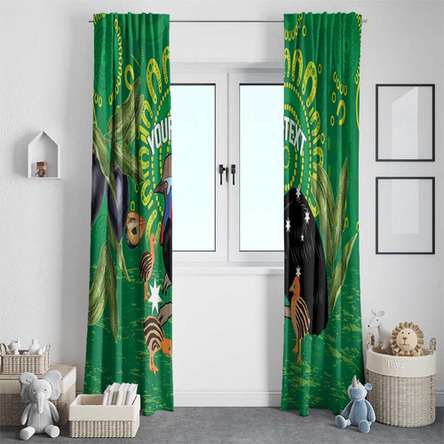 Personalised Australia Father's Day Window Curtain Cassowary Dad Cerbera Floribunda Aboriginal Art