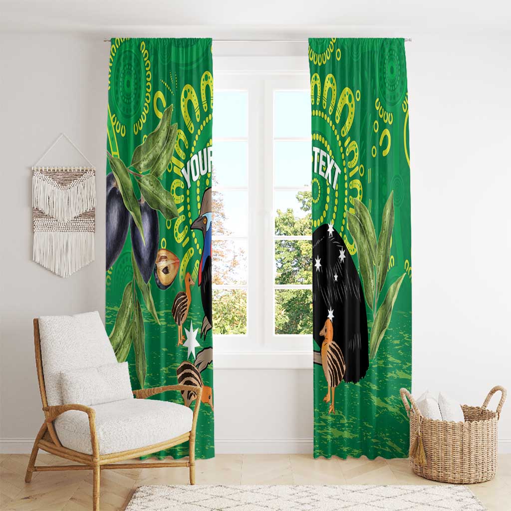 Personalised Australia Father's Day Window Curtain Cassowary Dad Cerbera Floribunda Aboriginal Art